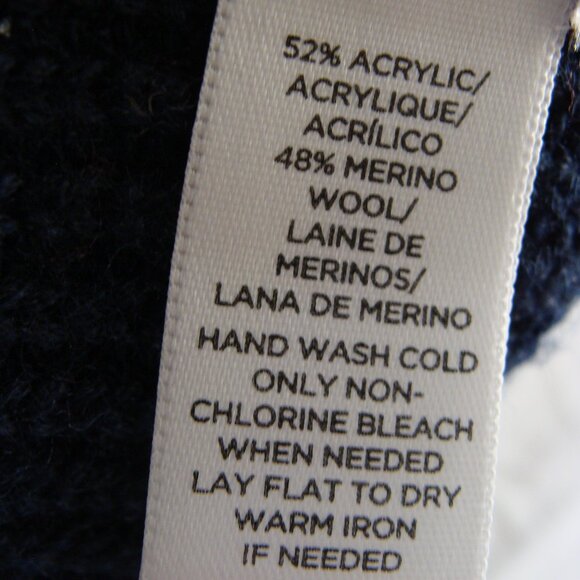 ANN TAYLOR LOFT Navy Blue 3/4 Sleeve ZIP Detail WOOL Blend SWEATER DRESS Sz S - Picture 8 of 9